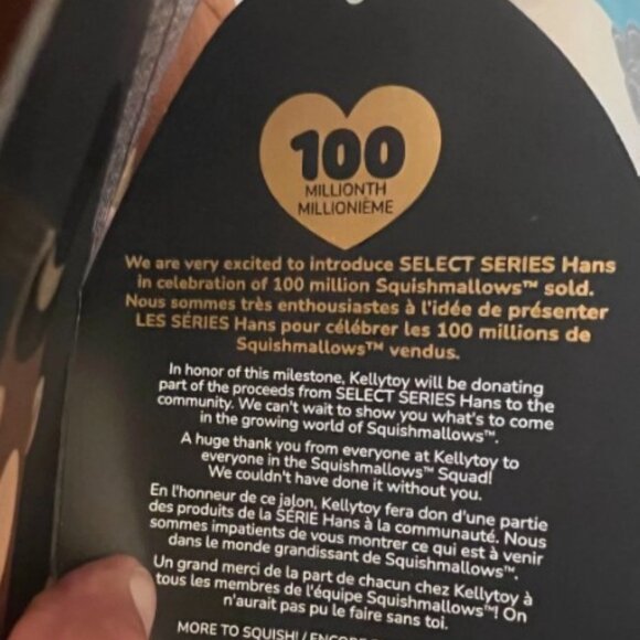 NWT Squishmallows 18” Hans with Golden Details - 100 millionth Celebration RARE! - Picture 11 of 16